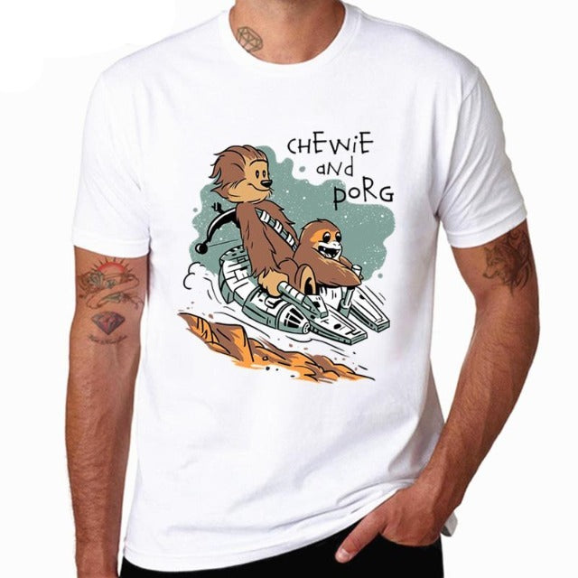 T-SHIRT STAR WARS CHEWBACCA ET PORG