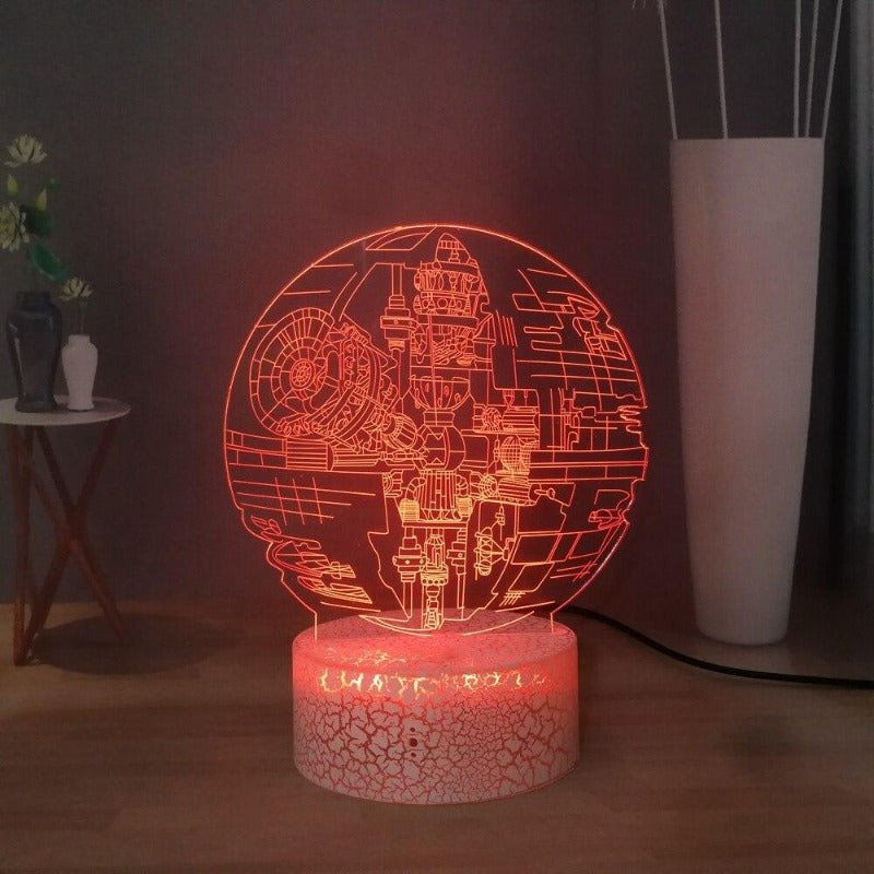 Lampe 3D Star Wars Etoile Noire avec socle au choix ! - LampePhoto