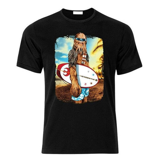 tee shirt chewbacca fait du surf